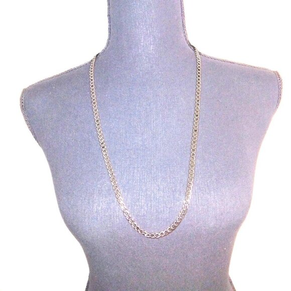 STERLING SILVER LINK NECKLACE AND BRACELET SET - Picture 1 of 3